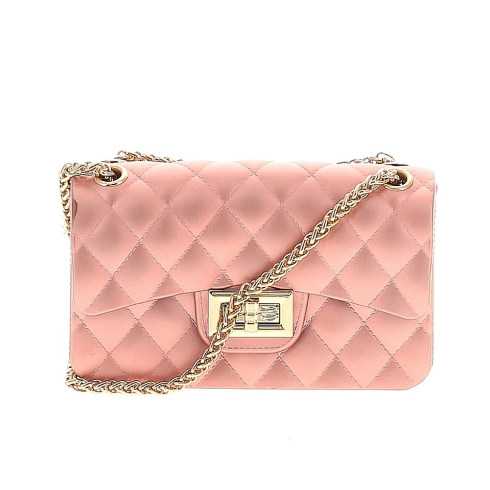 Elegant Pink Plastic Quilted Chain Bag